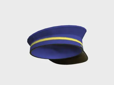 Police Cap 01 Blue- Military Character Design Fashion Low-poly 3D model