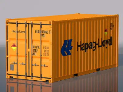 Shipping Container 20ft Rigged 3D model