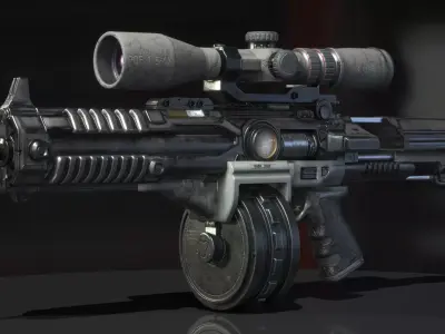 Concept Sci-Fi Heavy Assault Rifle Low-poly 3D Low-poly 3D model