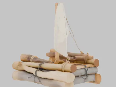 Small Log Raft 3D Model Low-poly 3D model