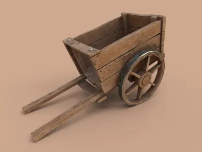 Low-Poly Stylized Cartoony Cart Low-poly 3D model