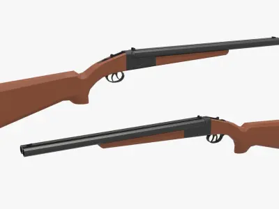 Double barrel shotgun Low-poly Low-poly 3D model