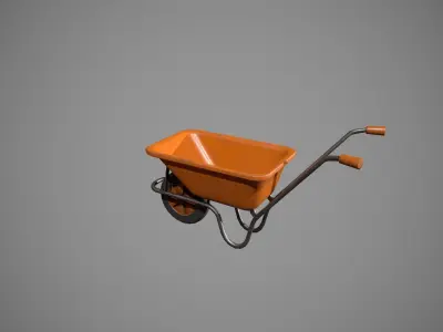 Orange Wheelbarrow Low-poly 3D model