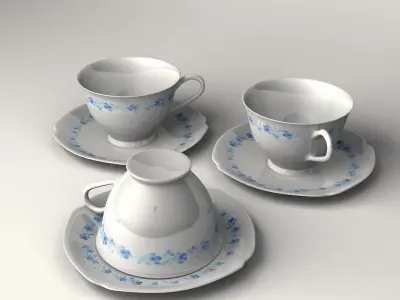 Tea Cup with Plate 3D model