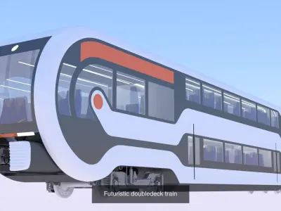 Monorail and doubledeck trains 3D Model Pack