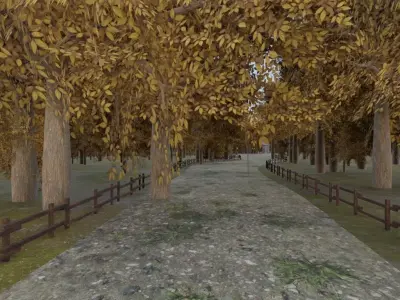 Autumn Village In The Mountains 3D model