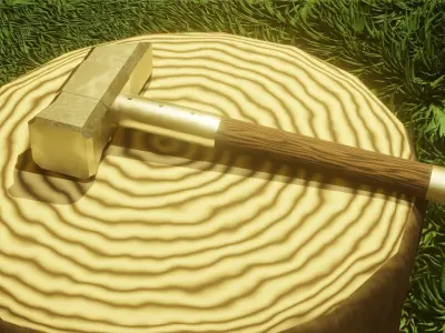 Simple Fantasy Light Hammer Low-poly 3D model
