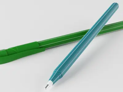 Pencil two pens Free low-poly 3D model