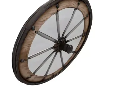 Weathered Wooden Cart Wheel Isolated 3D model