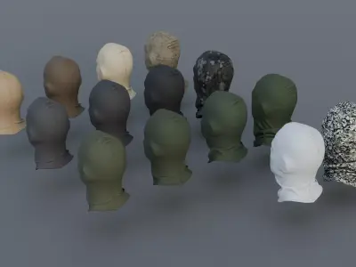 Balaclava Pack 4 Models Game Ready PBR Low-poly 3D model