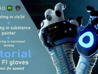 Tutorial Clo3d and MD Sci Fi gloves  modeling and texturing 3D model