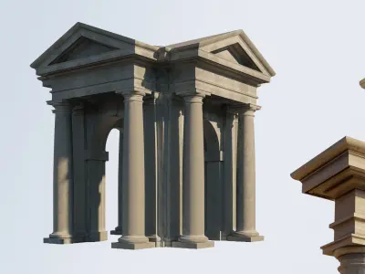 Tuscan order Arched portico in  with freestanding column 3D model