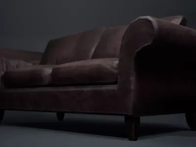 Leather couch  Low-poly 3D model