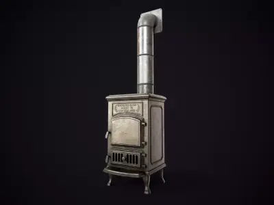 Vintage Cast Iron Stove Low-poly 3D model