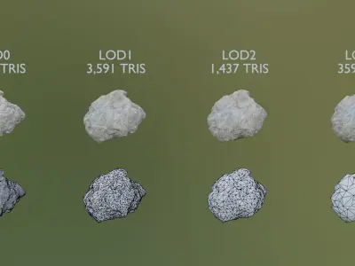 Rubble Trouble - High-Quality 3D Concrete Chunk Set Low-poly 3D model