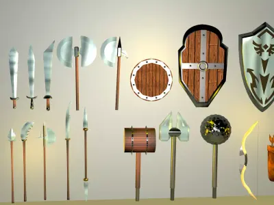 Cartoon Melee weapons 3D model