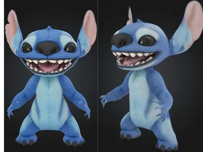 Stitch Cute Alien Cartoon Character Low-poly 3D model