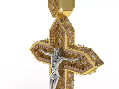 Jesus Cross Hip hop Pendant 3D print model