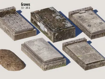 Old Cemetery Pack Low-poly 3D model