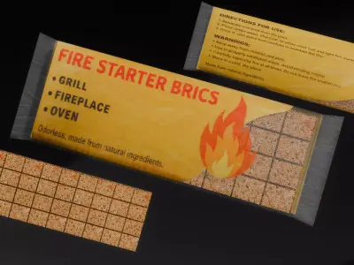 Low Poly Fire Starter Bricks - Game Ready Campfire Fuel Pack Low-poly 3D model