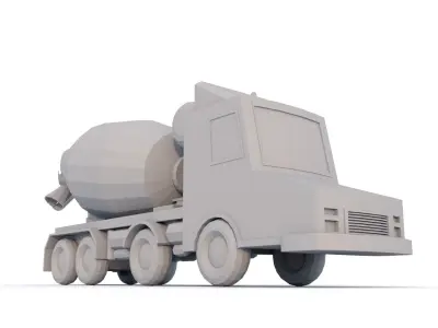 Cement Truck Low-poly 3D model