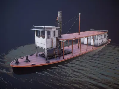 Steam ship Low-poly 3D model