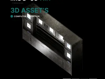 Computer - Monitoring Shelf 3D Model Industrial Dystopian  Low-poly 3D model