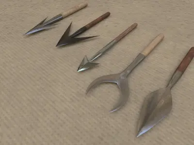 Medieval Arrowheads low-poly set 3D model