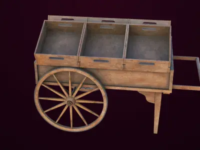 Wooden Cart 7 Dusty All PBR Unity UE Textures Included Low-poly 3D model