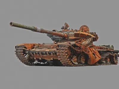 T-72 tank burned 3D model