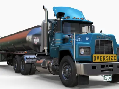Vintage american tanker Low-poly 3D model