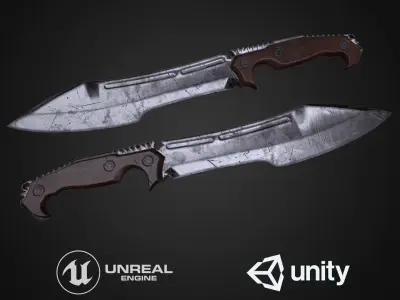 Combat Knife Low-poly 3D model 13