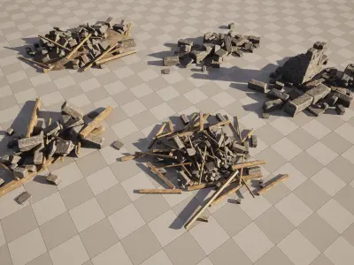 Ruined Castle Pack UNREAL ENGINE 5 Low-poly 3D model