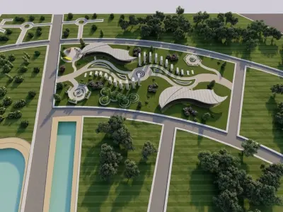public park-Private Park Landscape 3D model 25