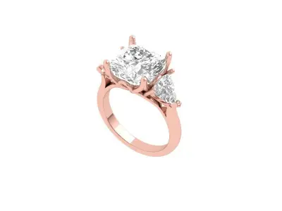 Cushion 3 Stone Ring 3D print model