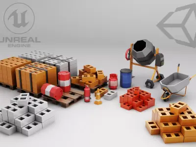 Industry Low-poly props pack model Low-poly 3D model