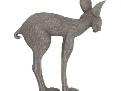 Lynx stone statues Low-poly 3D model