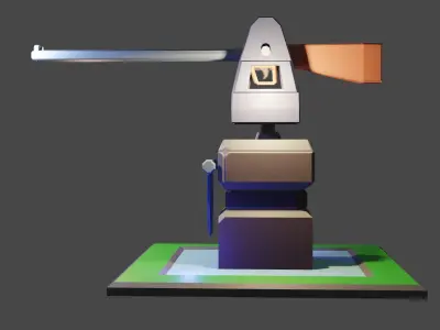Shotgun Base Defend for mobile game Low-poly 3D model