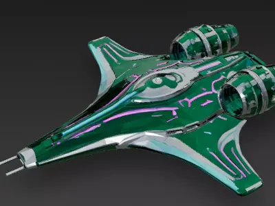 Futuristic Green Sci Fi Fighter Jet 3D Model PBR Low-poly 3D model