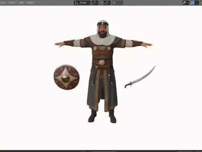 Realistic Arabian Desert Warrior 3D Model  Rigged  Game Ready Low-poly 3D model order