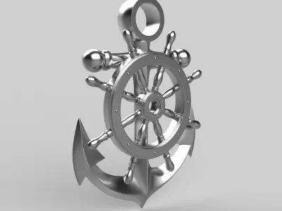 Anchor wheel pendant 3D model