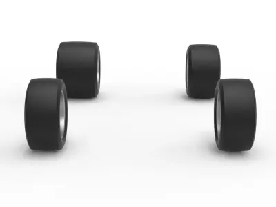 Wheel Set of Pavement Silver Crown Car Version 2 Scale 1 to 25 3D print model