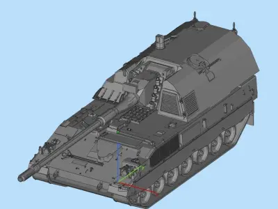 Modern self propelled gun Low-poly 3D model