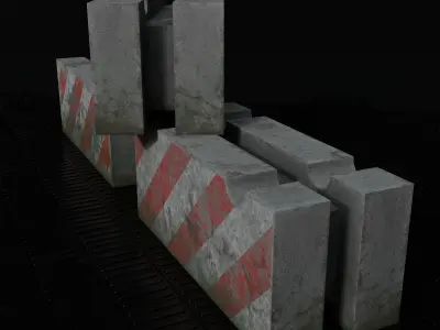Concrete Barrier Low-poly 3D model buy