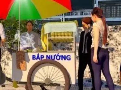 food truck - Cart selling corn 3D model