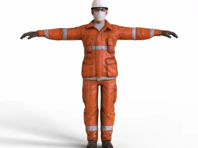 Worker Man rigged Animated Low-poly 3D model