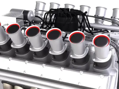 Jaguar XJ13 V12 Engine Low-poly 3D model
