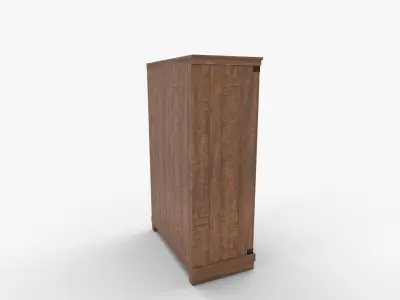 Tall Farmhouse Five Drawer Wood Dresser 3D model