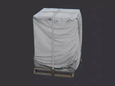 Train Crate with White Tarpaulin on Pallet Low-poly 3D model