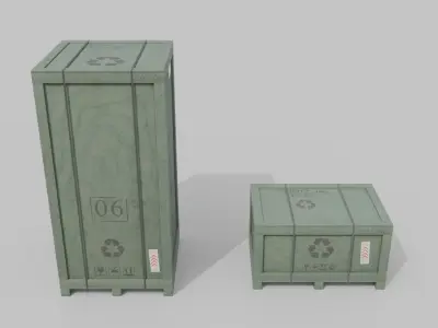 Customizable Wooden Crate Duo - Contrast Shapes 3D model